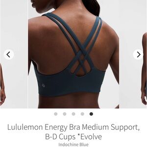 NEW! Lululemon Energy Bra Medium Support, B-D Cups *Evolve Indochine Blue